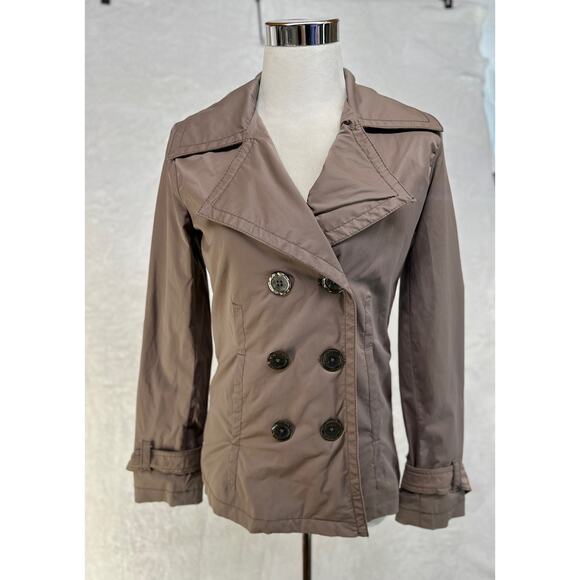 Womens‎ Pea Coat Rain Jacket Merona Size XS Tan Brown Double Breasted Button Up - Picture 2 of 16